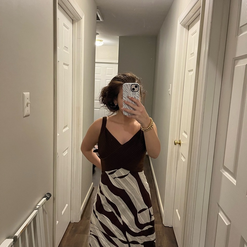 Dressbarn Chocolate and Ivory Dress